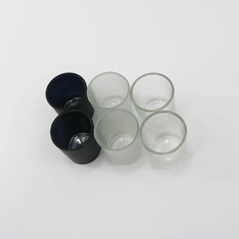 2021 Ny grossist 5x6cm Svart Vit Röd Matt Transparent Glas Candle Tom Cup DIY Candle Container