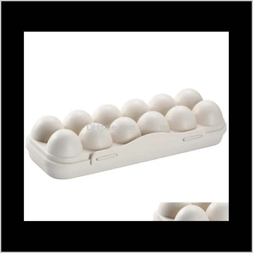 Foldable Egg Storage Box With Lid 12 Grids Refrigerator Buckle Type Can Be Superimposed Home Kitchen Supplies Bottles & Jars