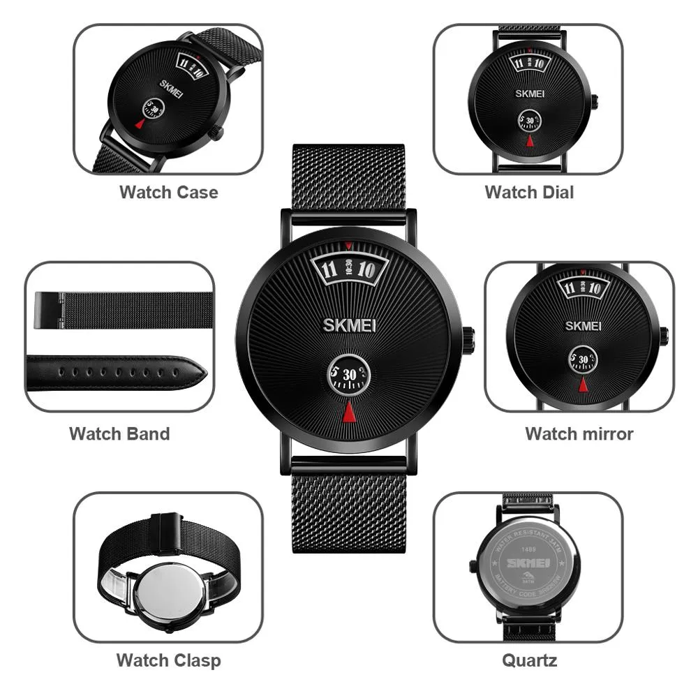 SKMEI Men s Stainless Steel Quartz Watch Waterproof Fashionable Business Timepiece 3Bar 1489 2022