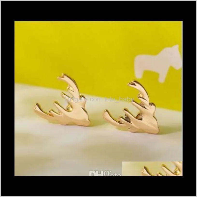 Christmas Elk Ear For Girls /Ladies Studs Alloy Gold Silver Plated Simple Style Stud Earrings