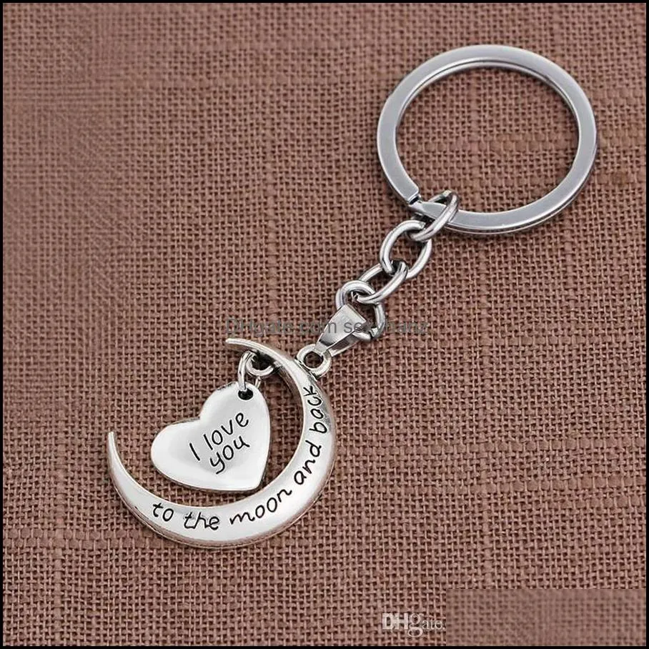 FAHMI 2019letter key ring Heart Keychain I Love you to the Moon and Back Bag Hangs Fashion Jewelry