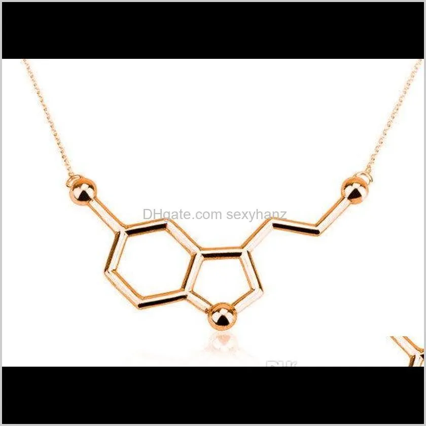 Anhänger Halsketten Anhänger Drop Lieferung 2021 10 stücke Einfache Molekül Chemische Formel 5-Ht Hormon Molekulare Struktur DNA Halskette Krankenschwester Je