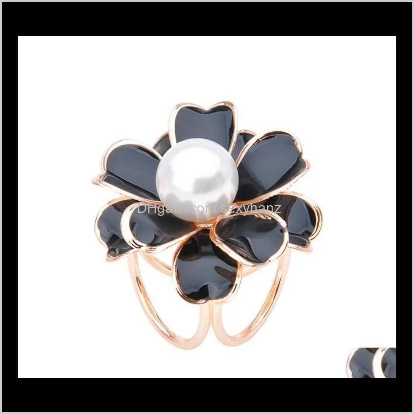 best deal fashion good quality tricyclic camellias imitation pearl scarf holder scarf brooch clips jewelry gifts