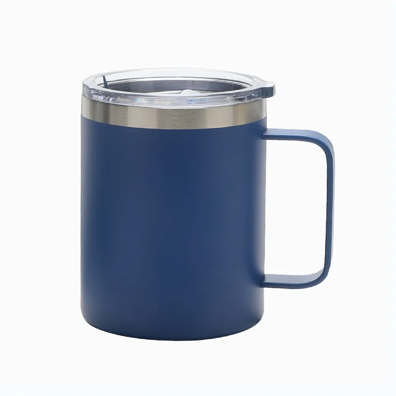 12oz Stainless Steel coffee Mugs 12OZ Beer Cup with handle sealing Lid Double Walled Insulated Tea coffee mugs Outdoor travel cup 