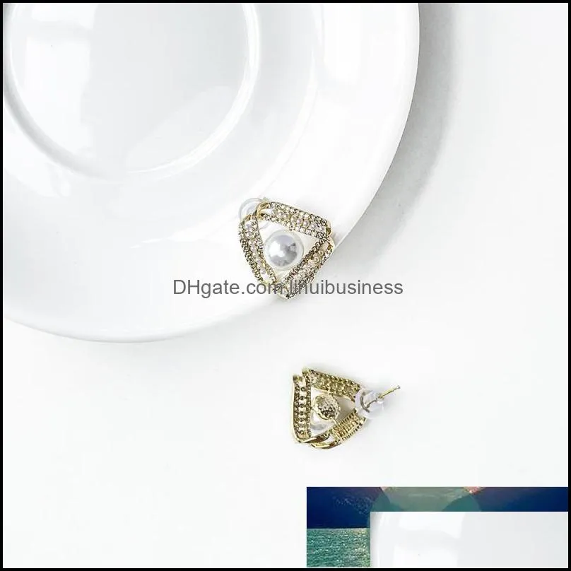 Korean New Simple Geometry Earrings Fashion Temperament Sweet Pearl Flower Earrings Female Jewelry