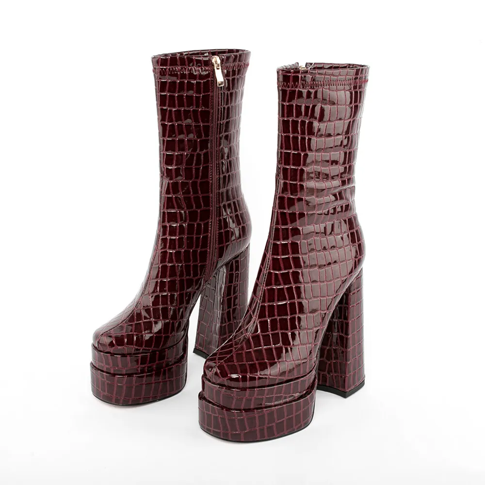 2021 women`s autumn and winter short boots new high-heeled shoes sexy high-heeled round head zipper