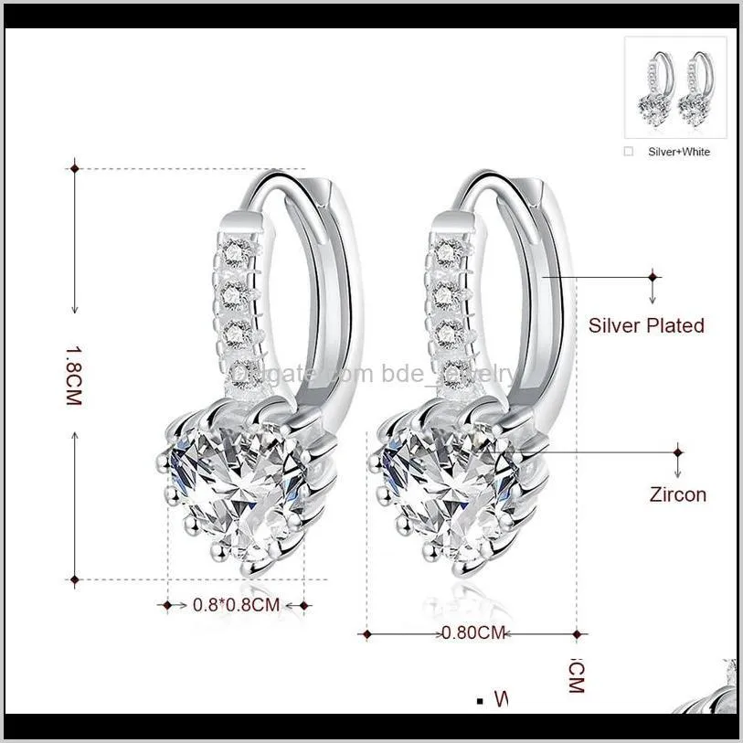 hot 925 sterling silver heart cz diamond stud earrings fashion jewelry wedding gift for woman top quality dff0736