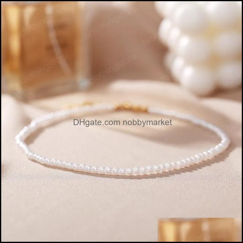 Cute Beaded Choker Pearl Necklace For Women Gold Chain Pendant Collar Womens Jewelry Collar femme