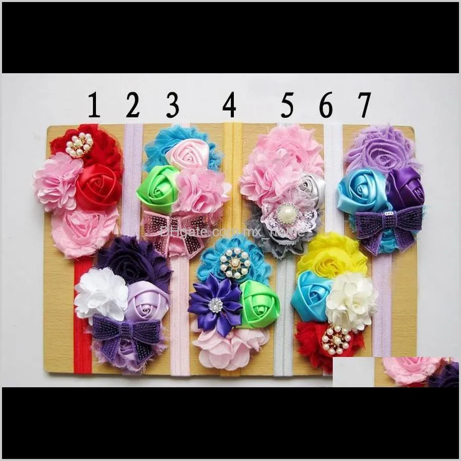 baby girls kids hair bands princess lace pearl rhinestone bead floral pearls flowers infant children hair accessories headbands d6483