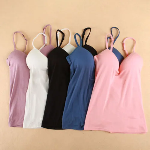 Womens Padded V Neck Tank Top With Spaghetti Straps Stylish Cami