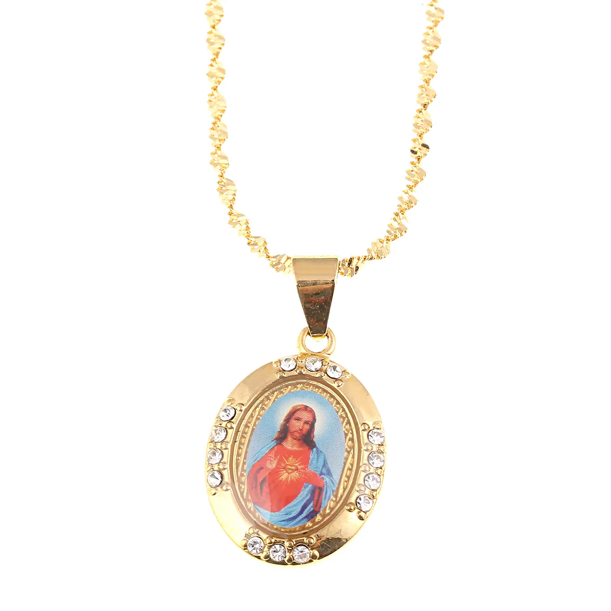 Collane con ciondolo testa di Gesù alla moda Collana con crocifisso a catena color oro da donna