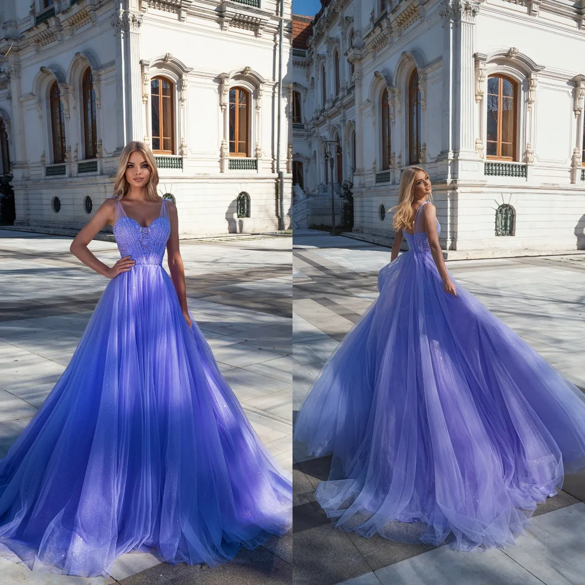 Lawenda Koronki Appliqued Prom Dress Sexy Spaghetti Neck Zroszony Afryki Plus Size Kobiety Party Dresses Formalne Suknie Wieczorowe