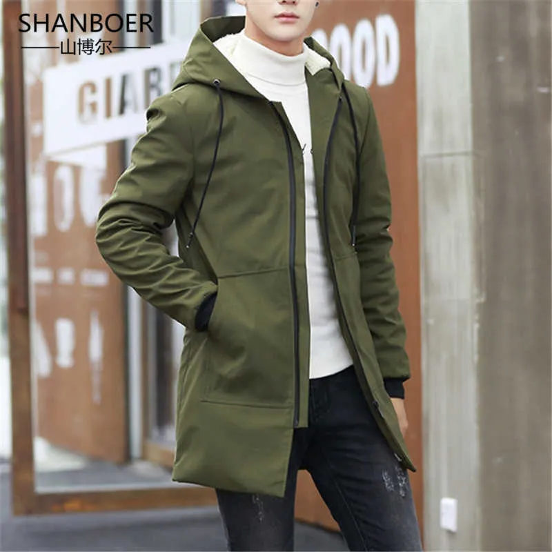 Winter Jacket men hooded Slim Korean Parka Hombre long Jacket coat cashmere  mens windbreaker Parkas cotton Oversized 5XL 211014