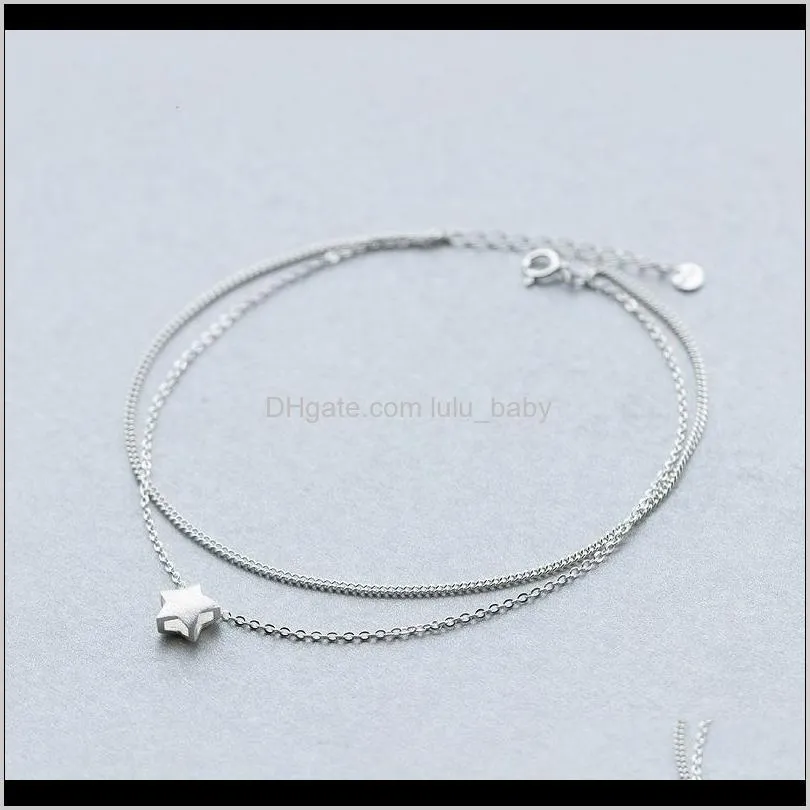 trustdavis 925 sterling silver fashion double layer star anklets for women girls lady silver 925 jewelry gift wholesale ds602 f1219