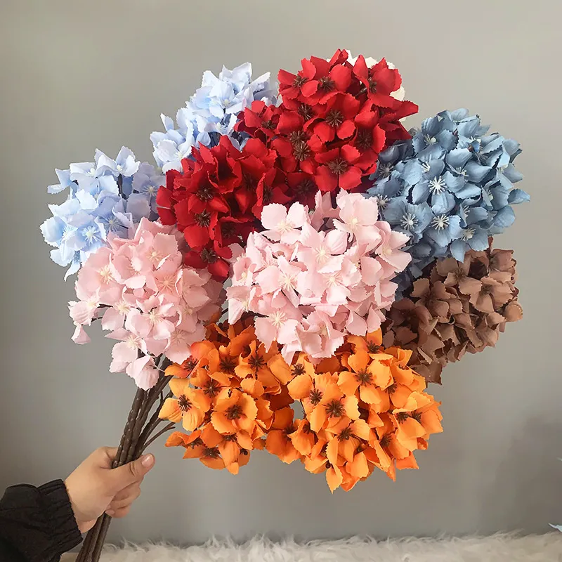 2 Branch Silk Hydrangea Flower with Stems Artificial Flowers for Wedding Home Party Shop Baby Shower Decoration