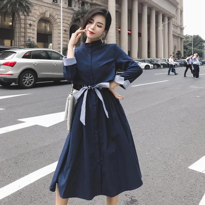 Women's Trench Coats Women's Trench Coats Women's Thin Film Fall Paragraph Accept Waist Windbreaker Socialite Hepburn Dust Coat Dress Autumn Qiu Dong Outfit