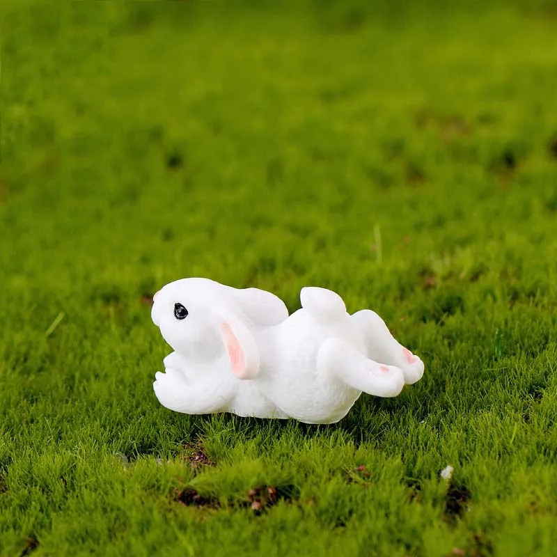 24 Mini Figurines Lapin En Résine | Décoration Pâques, Jardin, Micro Paysage | Blanc, Pour Féerie Et Décoration Intérieure