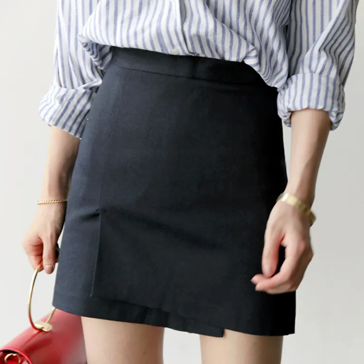 Fashion Summer Women Skirt solid black Sexy High Waist A-line OL office lady Casual Mini Skirts 210423