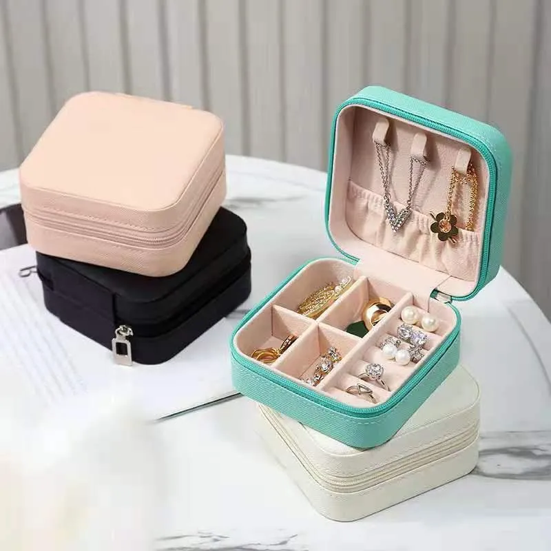 Jewelry Pouches, Bags Simple And Creative Storage Box Portable Zipper Earring Holder Lady Display Suitcase