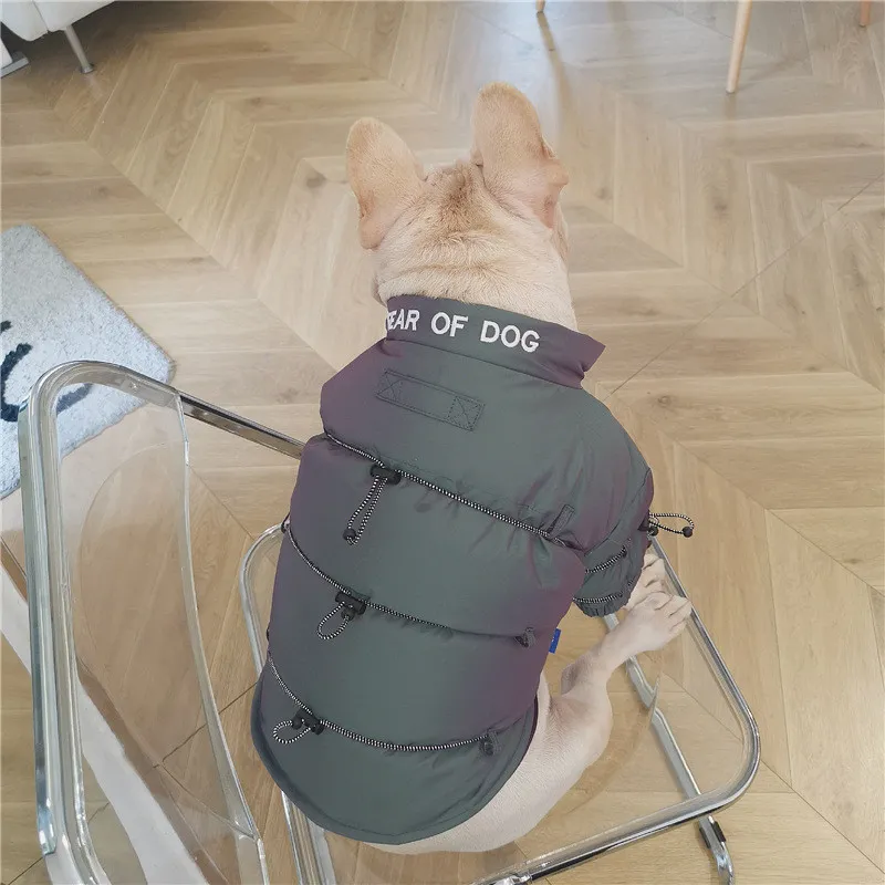 Chaqueta de invierno con cordón para mascotas, abrigo grueso y cálido para perros, ropa para cachorros, Teddy Schnauzer Bulldog