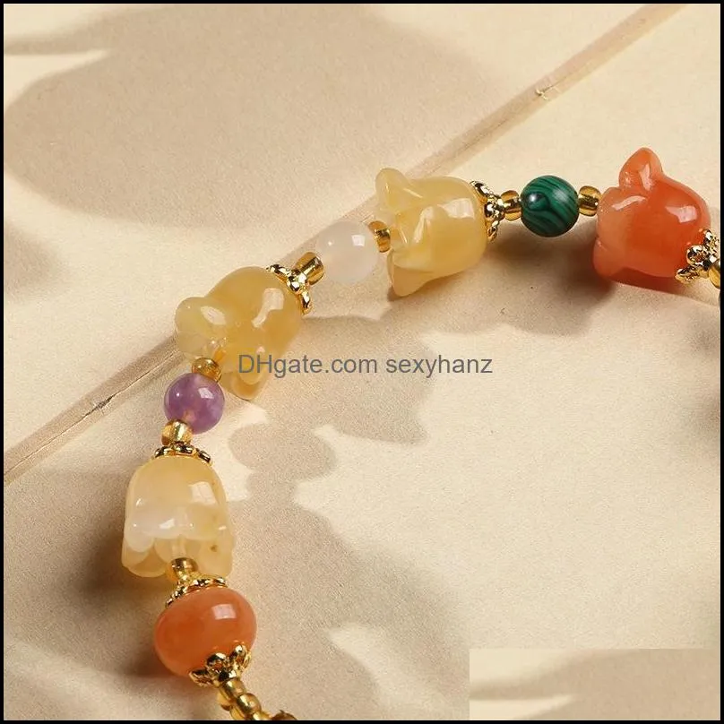Jade also natural lady`s best friend bracelet hanging gold silk jade lily of the valley Topaz Bracelet Jewelry