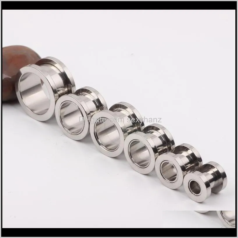 mix 2~10mm 50pcs stainless steel silver ear plugs tunnel body jewelry flesh tunnel pierce