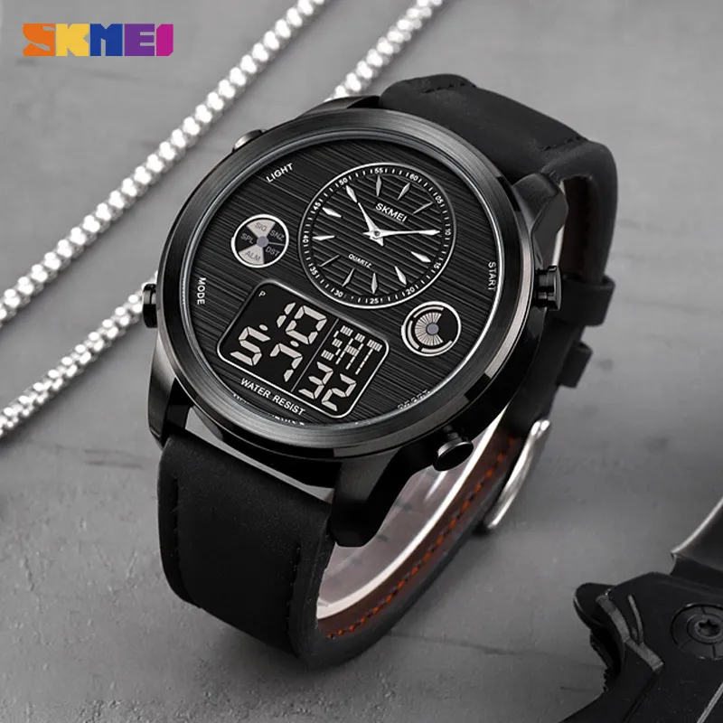 Skmei Dual Movement Digital Mens Watch With LED Display And