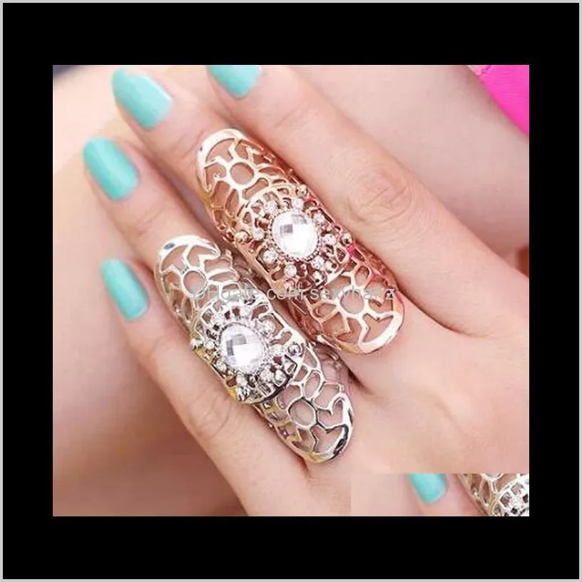 fashion crystal joint ring designs rose gold jewelry personality finger rings hand fashion accessories shipping christmas