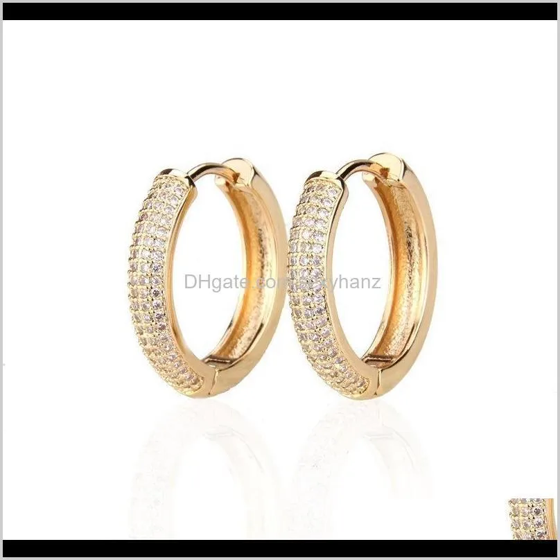 men women earrings jewelry fashion gold color circle earrings brief luxury bling zircon hip hop hoop earrings