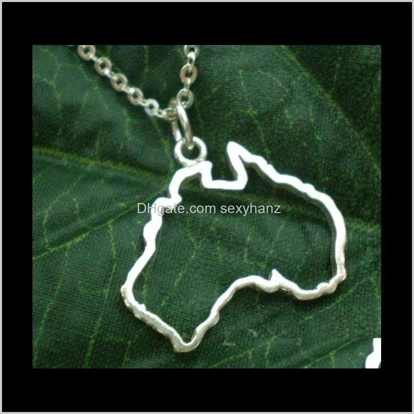 10pcs outline commonwealth of australia country map necklace simple adoption continent australian state sydney profile necklaces