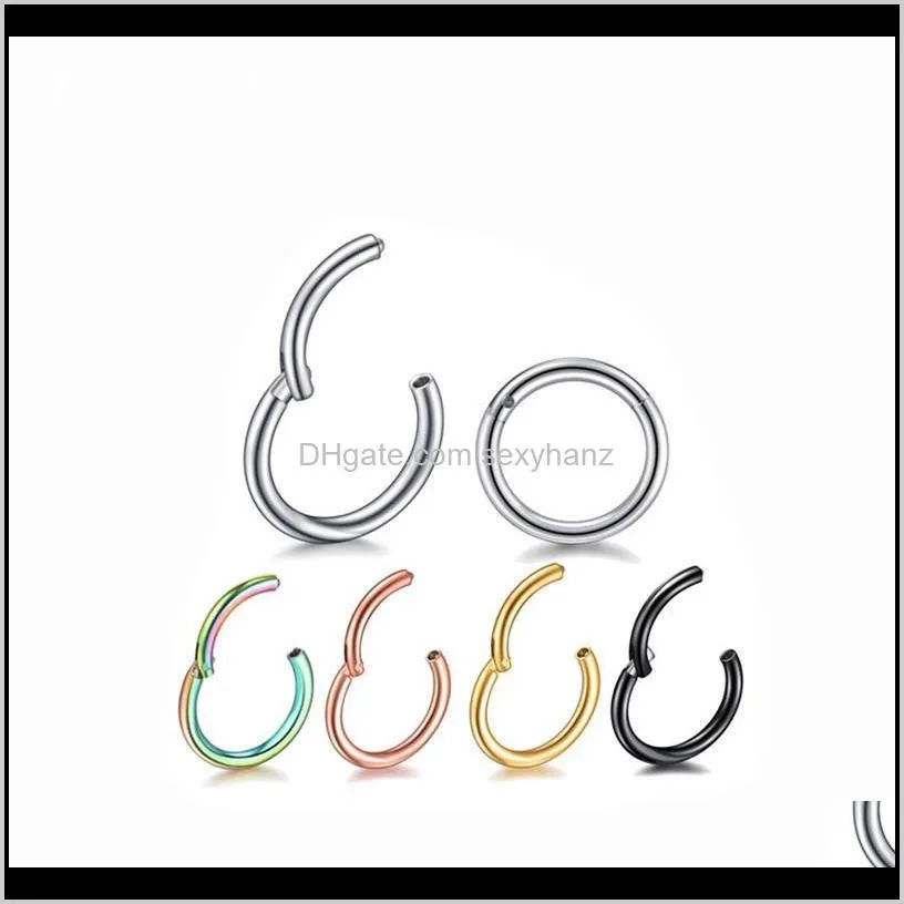 segment ring nose hoop rings septum clicker nose piercing buckle round earrings body jewelry new stainless steel interface ear 14g 16g