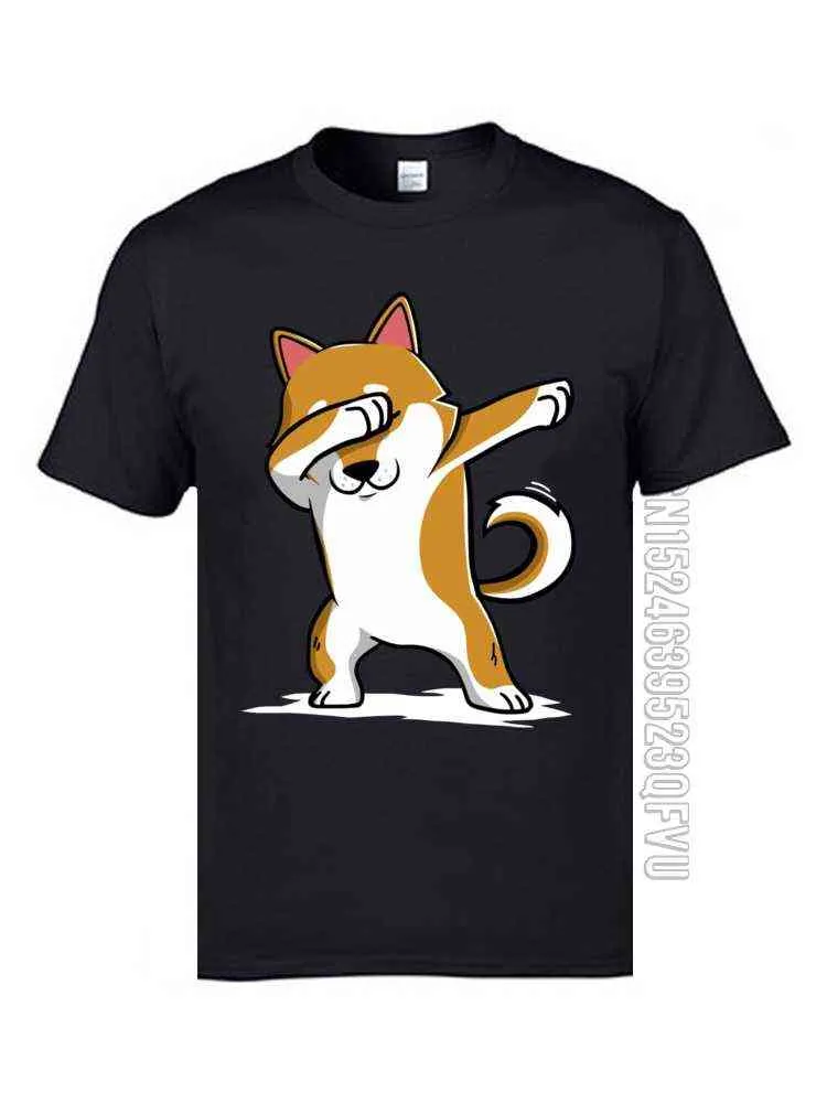T-shirt drôle Dabbing Shiba Inu Terrier Caniche Chien Hommes T-shirt Mignon Amour Akita Hiphop Rock DJ T-shirts Électroniques Pour Hommes G1222