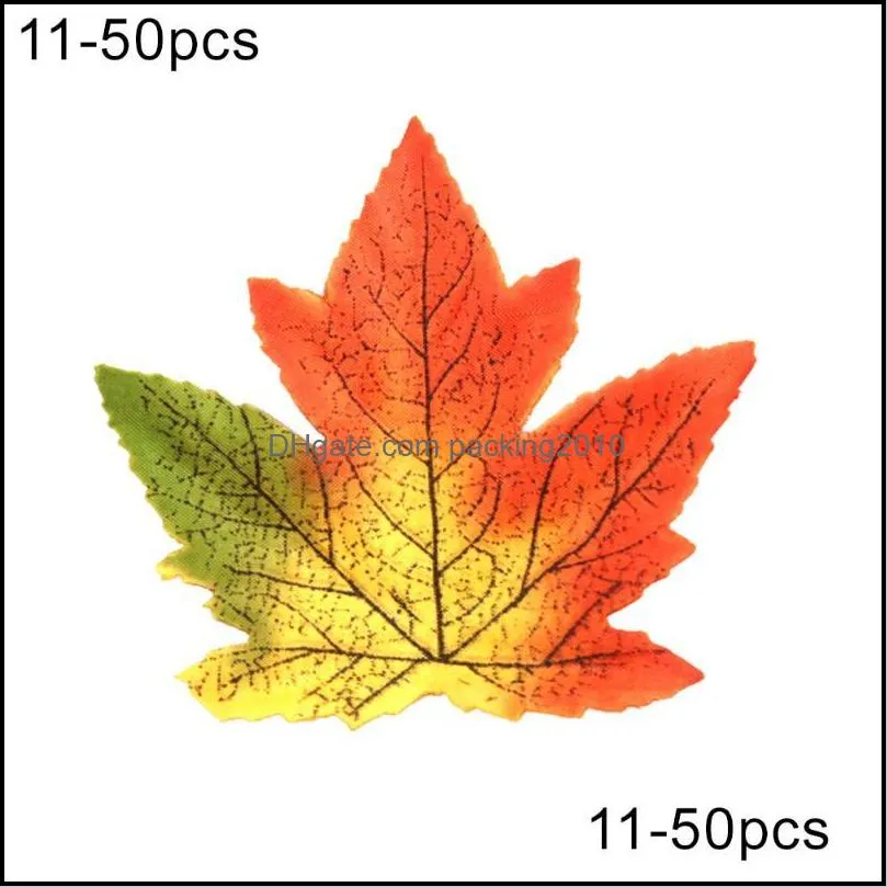 Decorative Flowers & Wreaths 50Pcs Artificial Lifelike Autumn Simulation Fall Leaves Wedding Halloween Party Scrapbook Decor