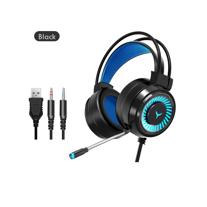 G58 LED Light Gaming Headset Stereo Wired Bass Headset med Mic för PC/Bärbar dator