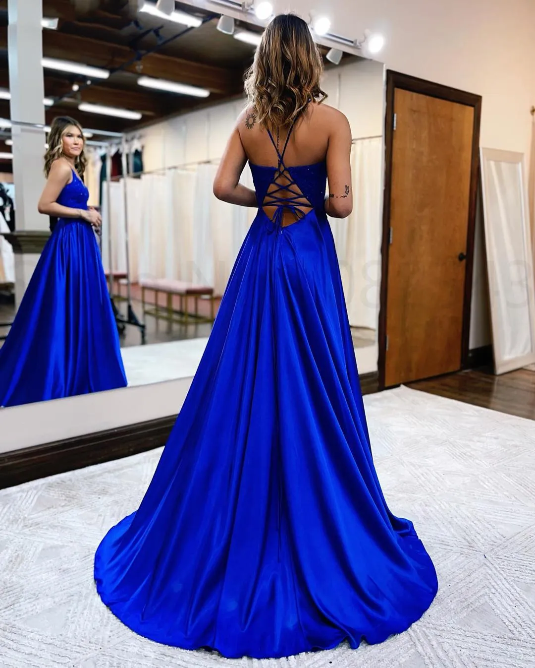 Sexy Plus Size Royal Blue Green Satin A Line Prom... From Elegantdress009,  $124.8 | DHgate.Com