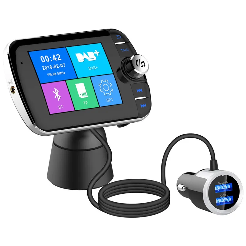 Kits de voiture Bluetooth chargeur de téléphone mains libres QC 3.0 transmetteur FM modulateur Radio DAB récepteur Audio sans fil musique lecteur MP3