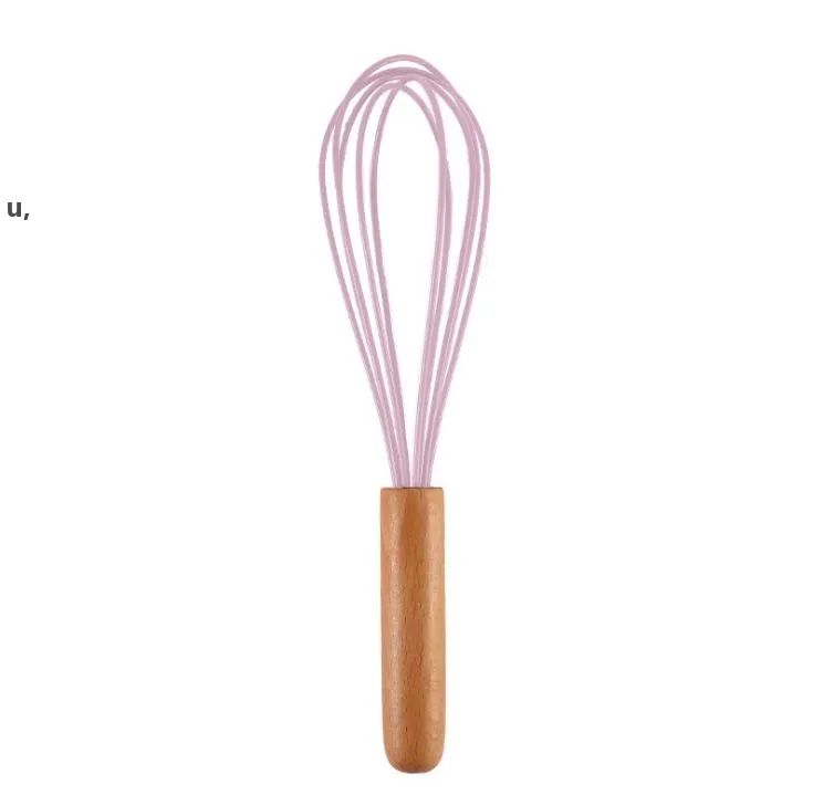 Oeuf Outils Manche En Bois Silicone Fouet Ménage Mélangeur À Main Batteur Outil De Cuisson RRF13001