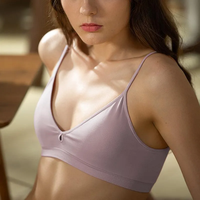 Sexy adolescente sujetador ropa interior femenino taza pequeña sin anillo de acero máscara