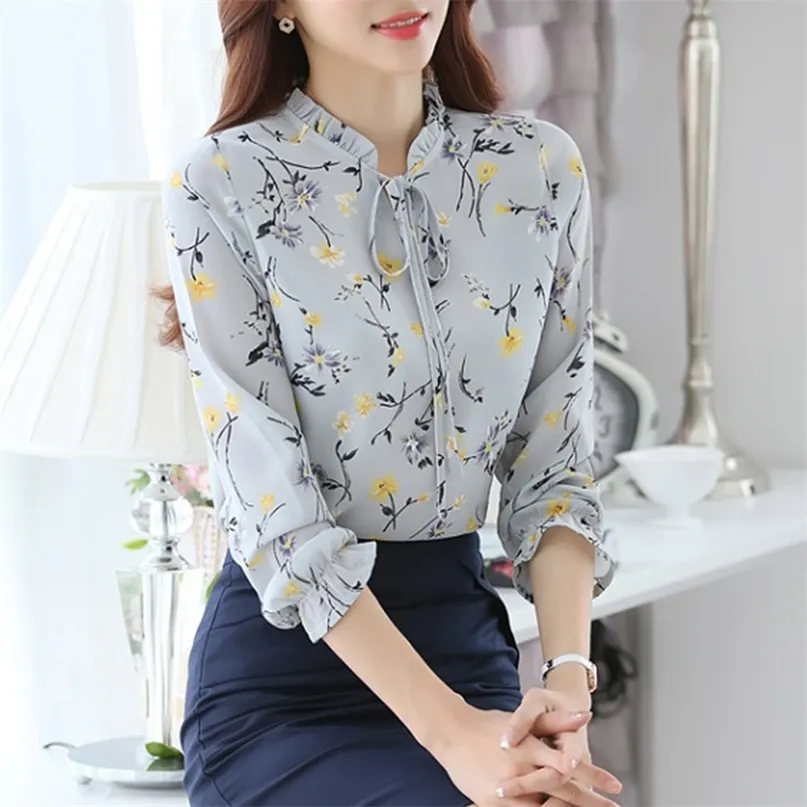 Fanco Blusas Femininas mode Floral hauts et chemisiers automne à manches longues Femme chemises imprimer en mousseline de soie femmes 220308