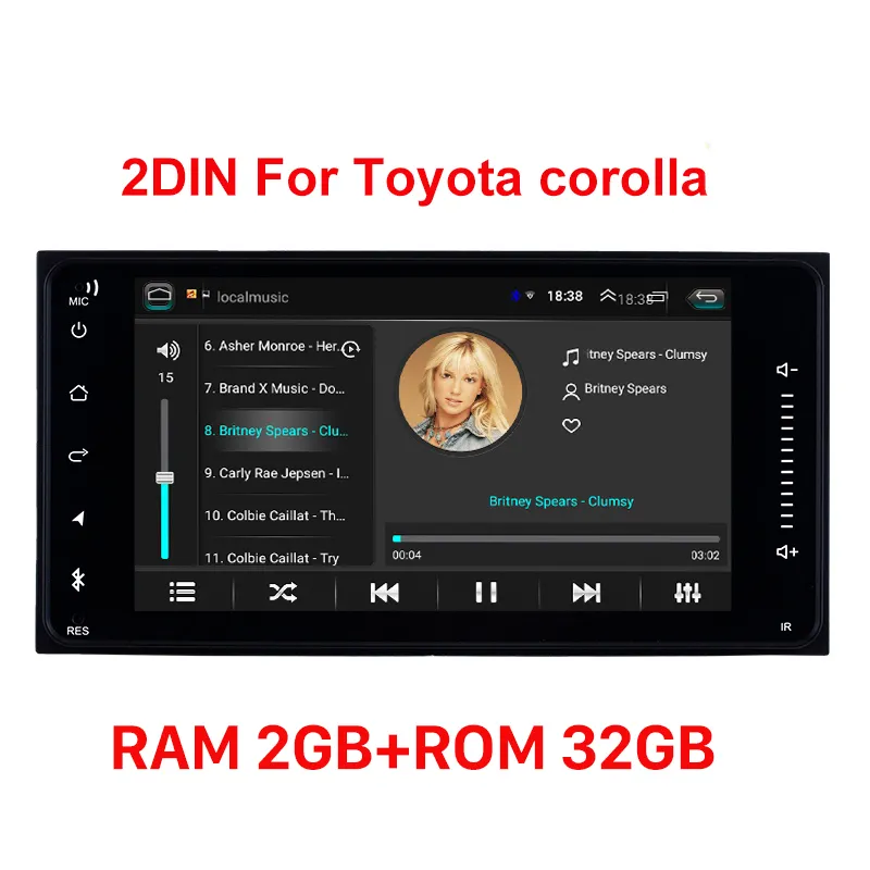 Android 10 2Din Universal 200 * 100 mm Auto DVD Unit Player voor Toyota Corolla Camry Land Cruiser Hilux GPS Navigation Radio