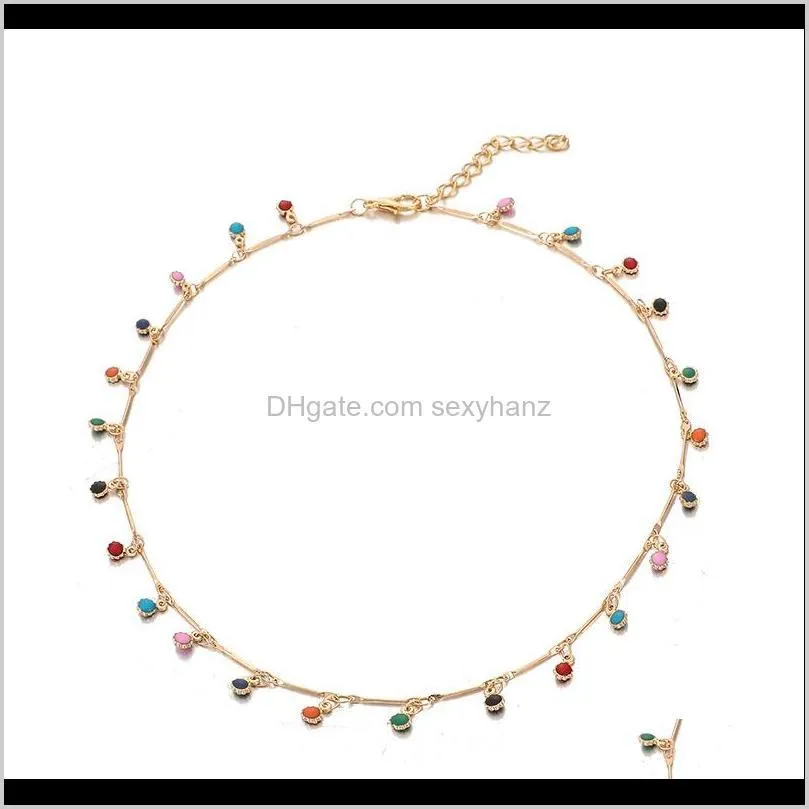 Bohemian Gold Necklace for Women Charming Colorful Stone Chain Chockers Handmade Party Jewelry Wholesale collares