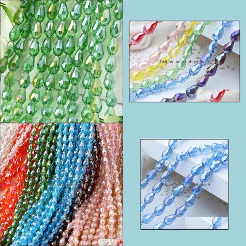 6x8mm Colorful AB Tear-drop crystal glass beads faceted for necklace bracelet earrings DIY JEWELRY MAKING