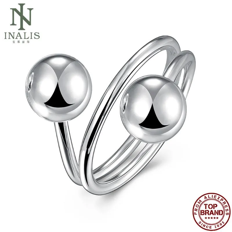 Обручальные кольца inalis silver color ball open ring gyroidal винтажный объемный эстетический творческий дизайн подарка на день святого Валентина Дар ювелирных изделий продает