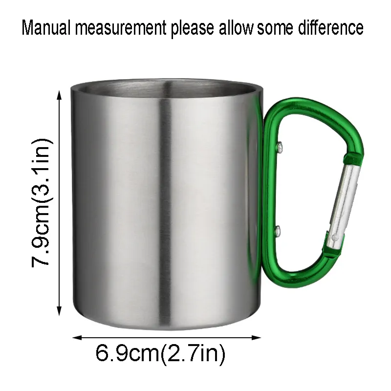 Double Wall Stainless Steel Mountaineering Buckle Mug Beer Drinking Coffee Cups Camping Travel Outdoor Backpacking Hiking Portable Mugs ZXF0274