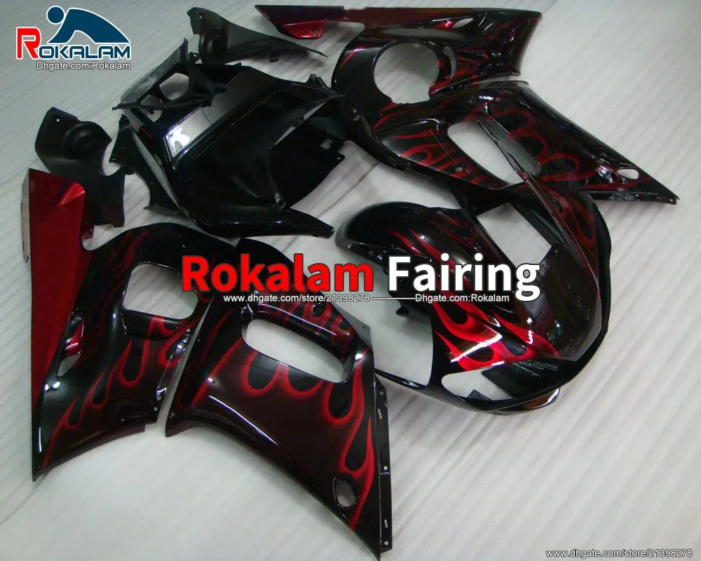 Red Flame Body Set For Yamaha YZF R6 YZF-R6 98 99 00 01 02 YZF600 R6 1998-2002 Motorbike Fairings (Injection Molding)