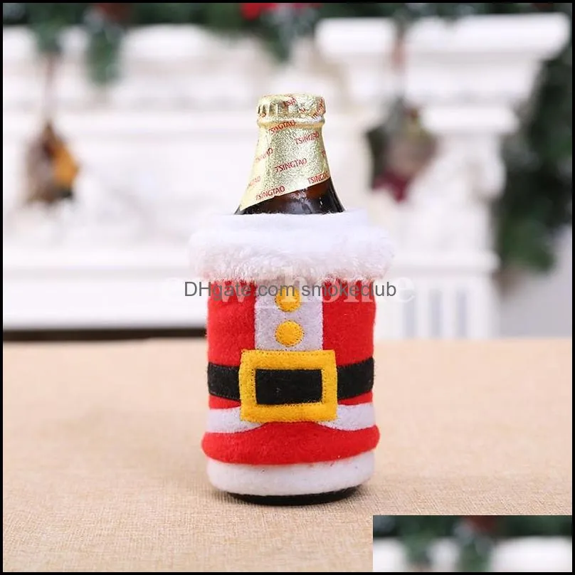 Creative Christmas Decorations Brushed Fabric Beverag Wine Cover Coke Soda Bottle Covers