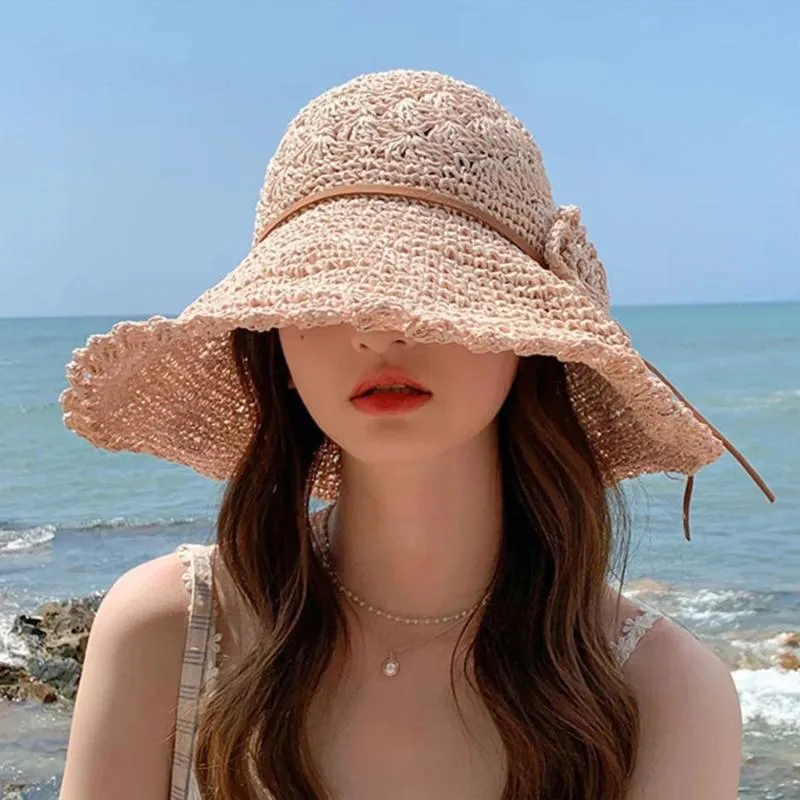 Summer Lace Sun Hats For Women Stylish, Wide Brimmed Flat Cap With
