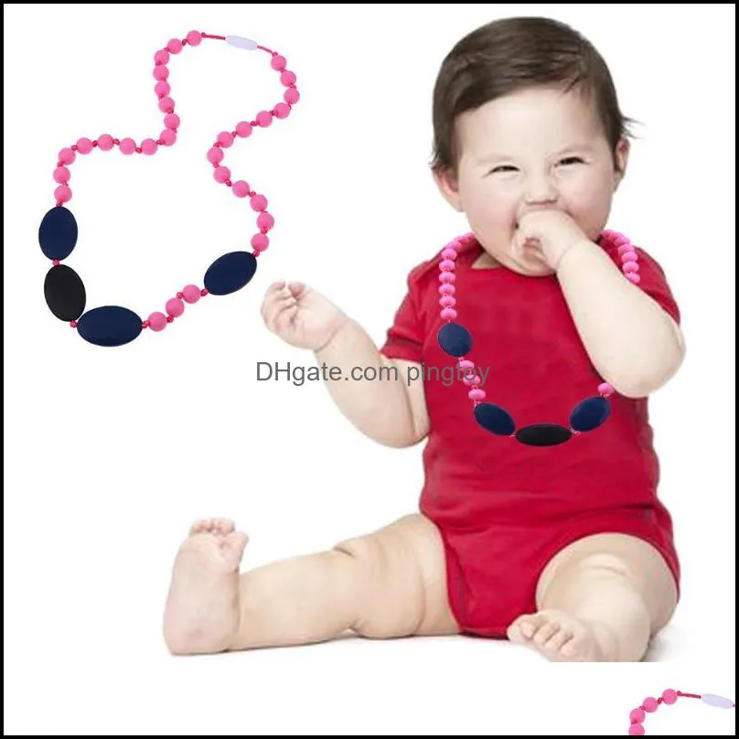 Baby Safe Silicone Teething Beads Necklace Teether Pacifier Hanging Toy Chewable Teethers Safe Toys For Pacifier Chain