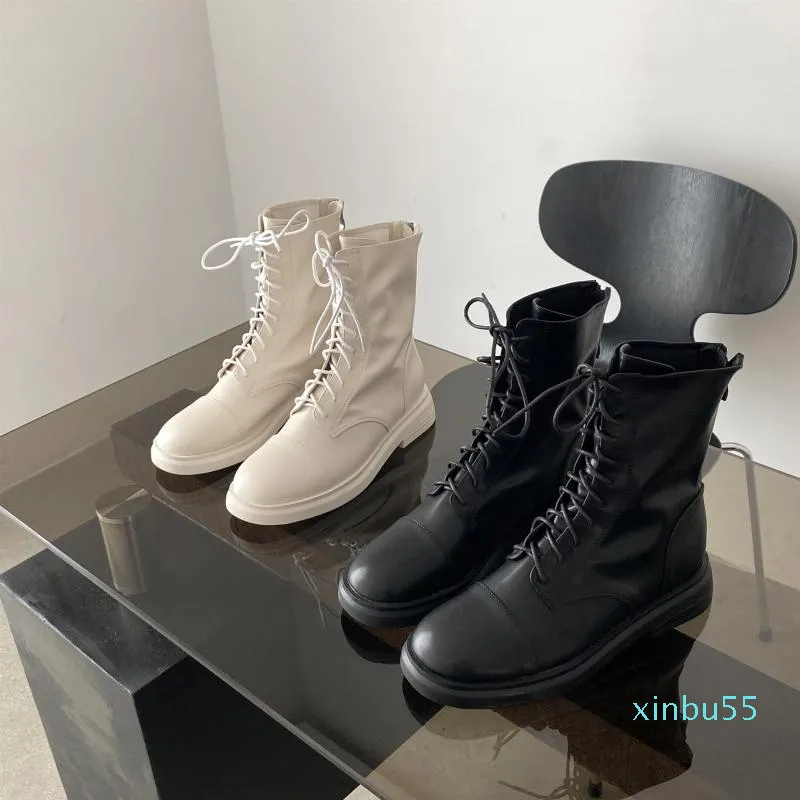 Botas plataforma plana plataforma rocha sapatos mulher zipper rodada dedo do pé tamancos verão lolita baixa borracha montando branco meados bezerro senhoras meados de bezerro casco