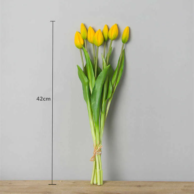 Flone Artificial Tulips Flower Fake Flowers Simulation Flower Mini Tulip Bouquet Home Wedding Party Office Decor Floral (4)